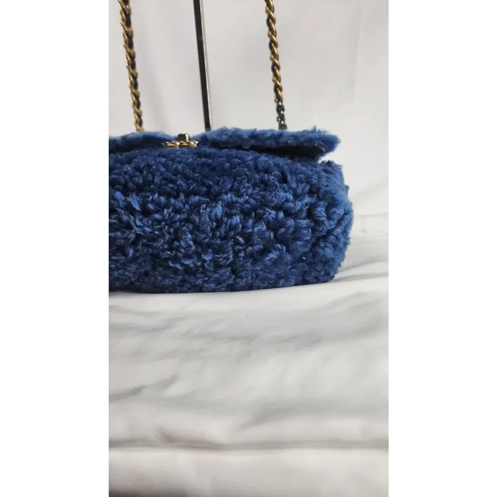 Chanel Medium Blue Shearling 19 Flap Shoulder Bag SPBJKI 342324